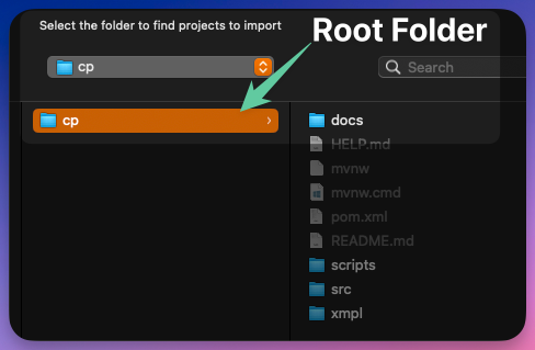 cp root folder